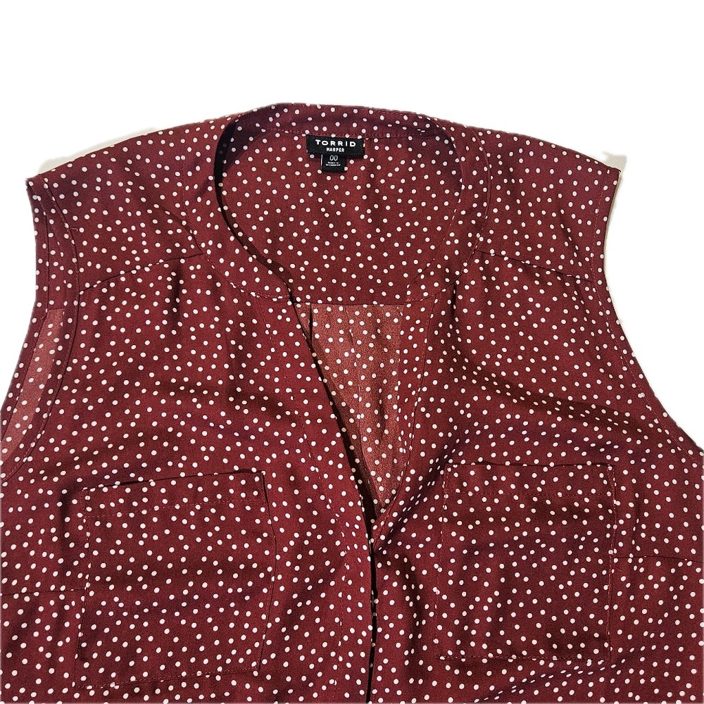 Torrid Blouse Womens‎ 00 Red Polka Dot Harper Sleeveless V Neck Top Plus